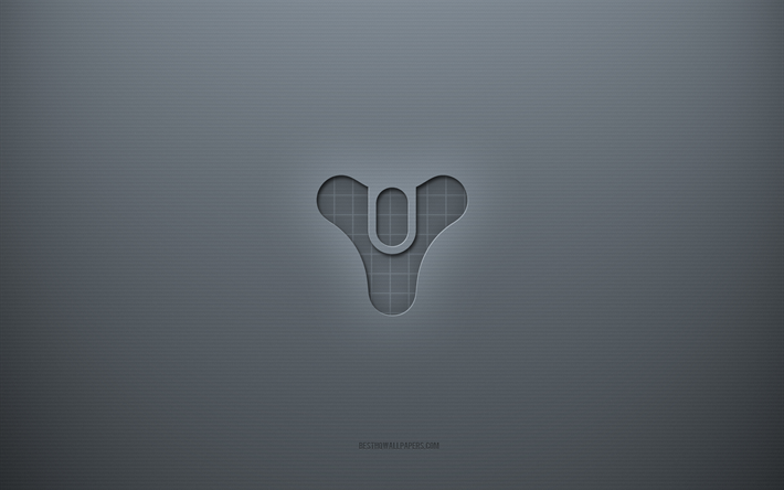 Destinyのロゴ, 灰色の創造的な背景, 運命のエンブレム, 灰色の紙の質感, 運命, 灰色の背景, Destiny3dロゴ