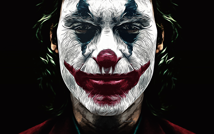 Joker, 4k, vector art, Joker drawing, creative art, Joker art, vector drawing, abstract characters, Joaquin Phoenix, Joker portrait