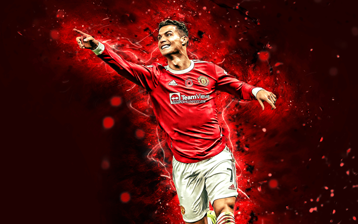 Download wallpapers 4k, Cristiano Ronaldo Manchester United, 2022, red ...