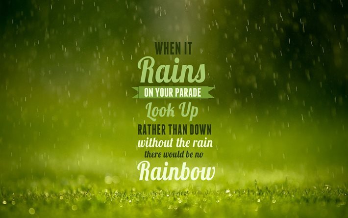 Quoted wallpaper, rain, green grass, life quotes