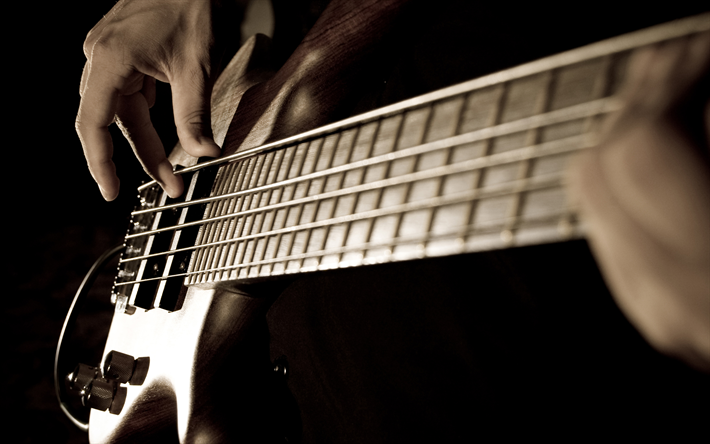 bass-gitarre, e-gitarre, musiker, gitarre zu spielen konzepte