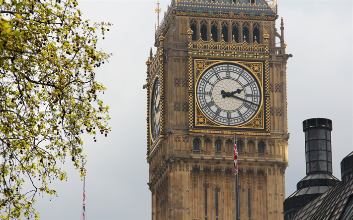 Big Ben, la chapelle, vieille horloge, Londres, Angleterre, attractions, royaume-Uni, Londres monuments
