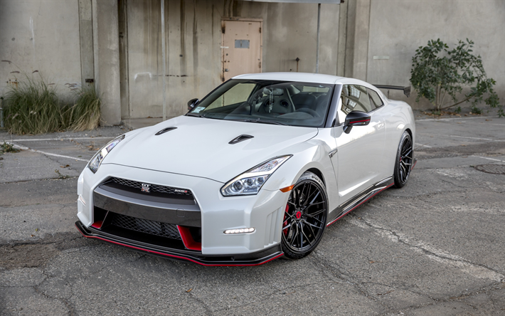 Nissan GT-R, Nismo, Vorsteiner Wheels, V-FF 107, white sports coupe, tuning GT-R, Japanese cars, Nissan