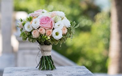 باقة الزفاف, eustoma, الورود البيضاء, باقة جميلة, الزفاف المفاهيم
