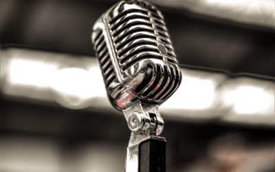 vieille acier microphone, Vintage Microphone, Classique, R&#233;tro Dynamique Vocal Microphone, de la musique, des concepts, des microphones