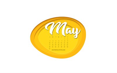 2020 May Calendar, yellow paper art, 3d art, 2020 spring calendars, May 2020 Calendar, 2020 concepts, May