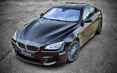 G-Power BMW M6 Gran Coupe G6M Bi-Turbo, 4k, F06, 2013 coches, supercars, 2013 BMW M6 Gran Coup&#233;, los coches alemanes, HDR, BMW