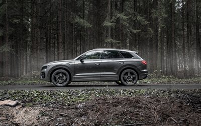 Volkswagen Touareg, ABT, side view, gray SUV, new gray Touareg, tuning Touareg, R-Line, Volkswagen