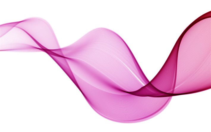 violetti abstrakti aalto, 4k, violetti aalto valkoisella taustalla, violetti aaltojen tausta, violetti abstraktio, aaltojen tausta, violetti aalto savu
