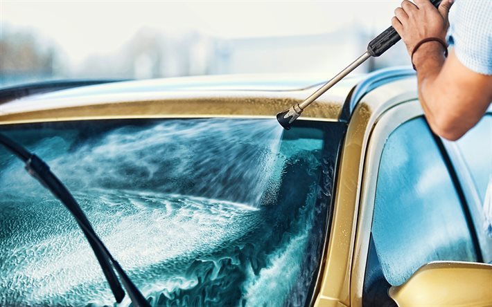 autow&#228;sche, 4k, handw&#228;sche, auto-windschutzscheibe waschen, wie man ein auto waschen