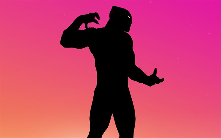 Black Panther silhouette, 4k, minimal, super-h&#233;ros, Marvel Comics, Black Panther minimalisme, Black Panther 4K, cr&#233;atif, Black Panther
