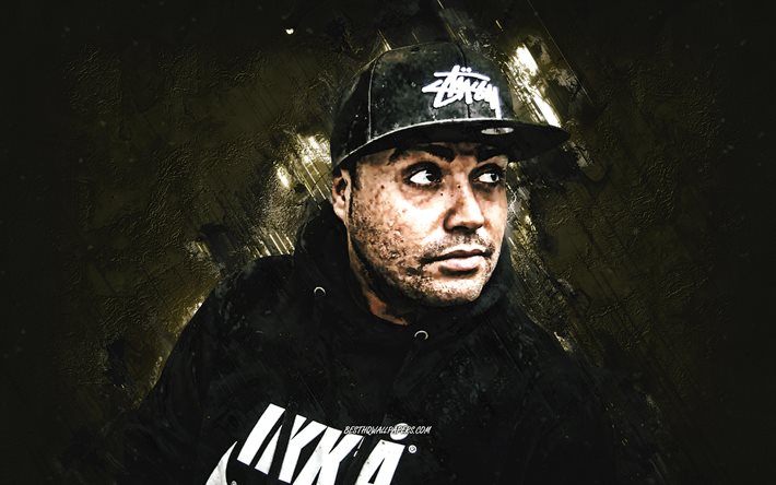USO, rapper dinamarqu&#234;s, Ausamah Saed, U-Dollartegn, retrato, fundo de pedra marrom