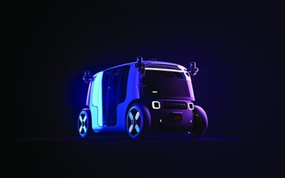 Zoox, auto a guida autonoma, vista frontale, auto del futuro