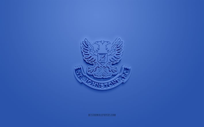st johnstone fc, kreatives 3d-logo, blauer hintergrund, 3d-emblem, schottischer fu&#223;ballverein, scottish premiership, perth, schottland, 3d-kunst, fu&#223;ball, 3d-logo von st johnstone fc