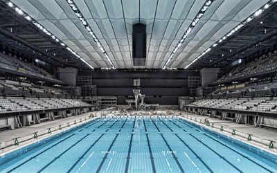 Tokyo Aquatics Centre, indoor view, sports swimming pool, 50 meter pool, Tokyo, Japan, 2020 Summer Olympics