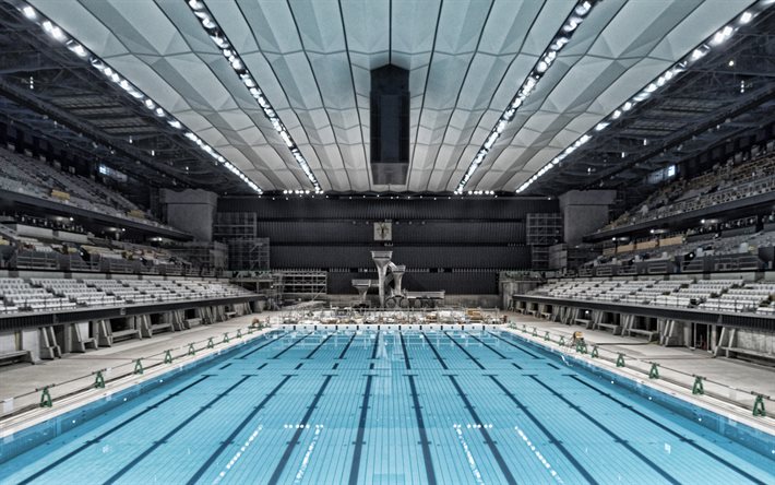 東京アクアティクスセンター, 屋内ビュー, スポーツスイミングプール, 50メートルのプール, 東京都, 日本, 2020年夏季オリンピック