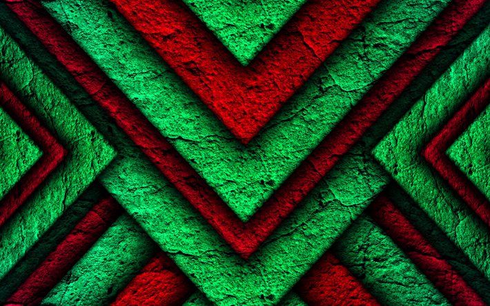 setas verdes, setas vermelhas, texturas de pedra, criativo, padr&#245;es de setas, plano de fundo com setas, planos de fundo grunge