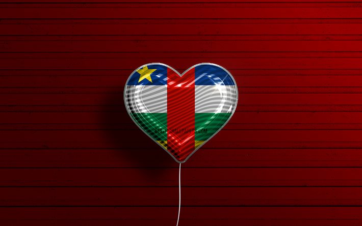 I Love Central African Republic, 4k, realistic balloons, red wooden background, African countries, favorite countries, flag of Central African Republic, balloon with flag, CAR flag, Central African Republic, Love CAR