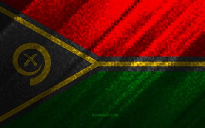 Flag of Vanuatu, multicolored abstraction, Vanuatu mosaic flag, Vanuatu, mosaic art, Vanuatu flag