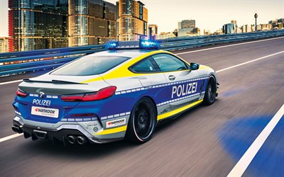 BMW 850i xDrive Coup&#233;, 2021, Voiture de police, Police BMW 850i, Ext&#233;rieur, Hankook Ventus S1 evo 3, Police allemande, Voitures de sport allemandes, BMW