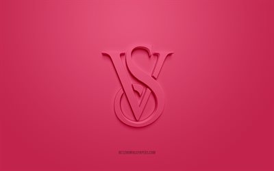 Victorias Secret logo, pink background, Victorias Secret 3d logo, 3d art, Victorias Secret, brands logo, pink 3d Victorias Secret logo