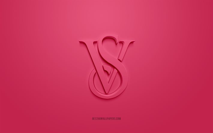 Logo de Victorias Secret, fond rose, logo 3d de Victorias Secret, art 3d, Victorias Secret, logo de marques, logo de Victorias Secret, logo 3d rose de Victorias Secret