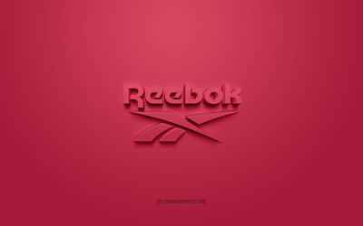 Reebok logo, pink background, Reebok 3d logo, 3d art, Reebok, brands logo, pink 3d Reebok logo