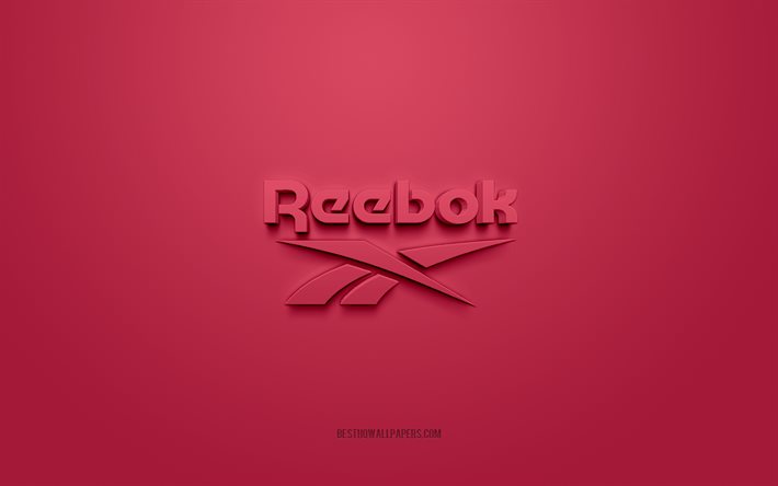 Logo Reebok, fond rose, logo 3d Reebok, art 3d, Reebok, logo de marques, logo Reebok, logo reebok 3d rose