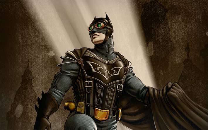 4k, Batman, superhj&#228;ltar, konstverk, Bat-man, DC Comics, Cartoon Batman