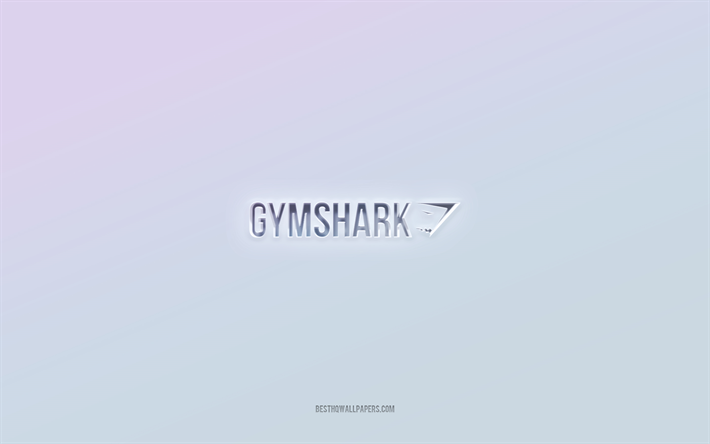 gymshark-logo, leikattu 3d-teksti, valkoinen tausta, gymshark 3d -logo, gymshark-tunnus, gymshark, kohokuvioitu logo, gymshark 3d -tunnus