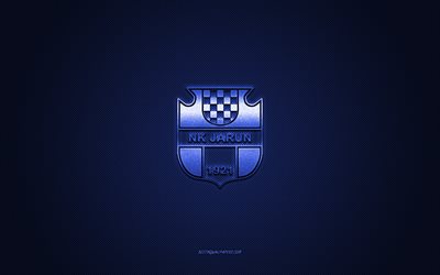 nk jarun zagreb, hırvat futbol kul&#252;b&#252;, mavi logo, mavi karbon fiber arka plan, druga hnl, futbol, zagreb, hırvatistan, nk jarun zagreb logosu