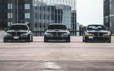 BMW 3 Series, tuning, BMW E92, black cars, BMW E90, German cars, E92, E90, M3 tuning, BMW