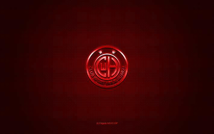 CS Union Huaral, Peruvian football club, red logo, red carbon fiber background, Liga 1, football, Peruvian Primera Division, Huaral, Peru, CS Union Huaral logo