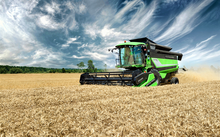 deutz-fahr c6205 ts, 4k, hdr, cosechadora, cosechadoras 2022, cosechadoras de trigo, conceptos de cosecha, conceptos de agricultura, deutz-fahr