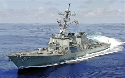 USS Higgins, 4k, vector art, DDG-76, destroyer, United States Navy, US army, abstract ships, battleship, US Navy, Arleigh Burke-class, USS Higgins DDG-76