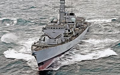 HMS Westminster, F237, 4k, vector art, HMS Westminster drawing, creative art, HMS Westminster art, vector drawing, abstract ships, HMS Westminster F237, Royal Navy
