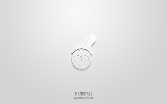 handboll 3d ikon, vit bakgrund, 3d symboler, handboll, sportikoner, 3d ikoner, handboll tecken, sport 3d ikoner