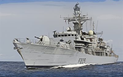 HMS Lancaster, F229, 4k, vector art, HMS Lancaster drawing, creative art, HMS Lancaster art, vector drawing, abstract ships, HMS Lancastert F229, Royal Navy