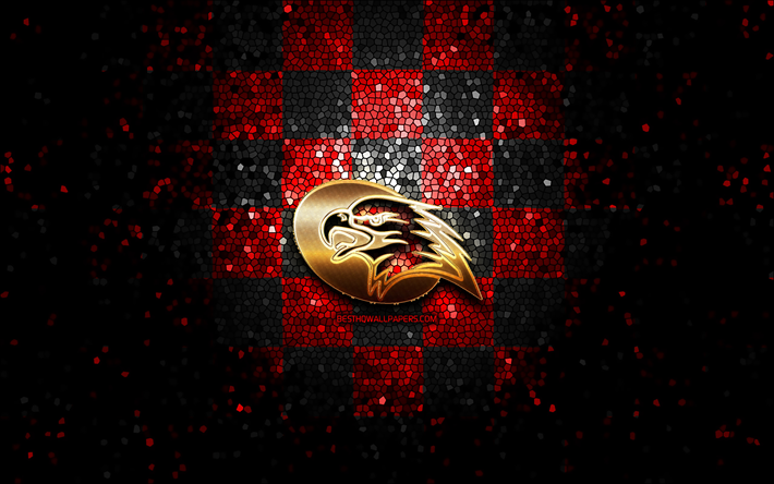 Orli Znojmo, glitter logo, ICE Hockey League, red black checkered background, hockey, austrian hockey team, Orli Znojmo logo, mosaic art