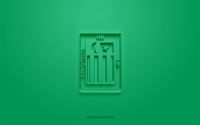 hb chelghoum laid, logotipo creativo en 3d, fondo verde, club de f&#250;tbol argelino, ligue professionnelle 1, provincia de mila, argelia, arte 3d, f&#250;tbol, hb chelghoum laid 3d logo