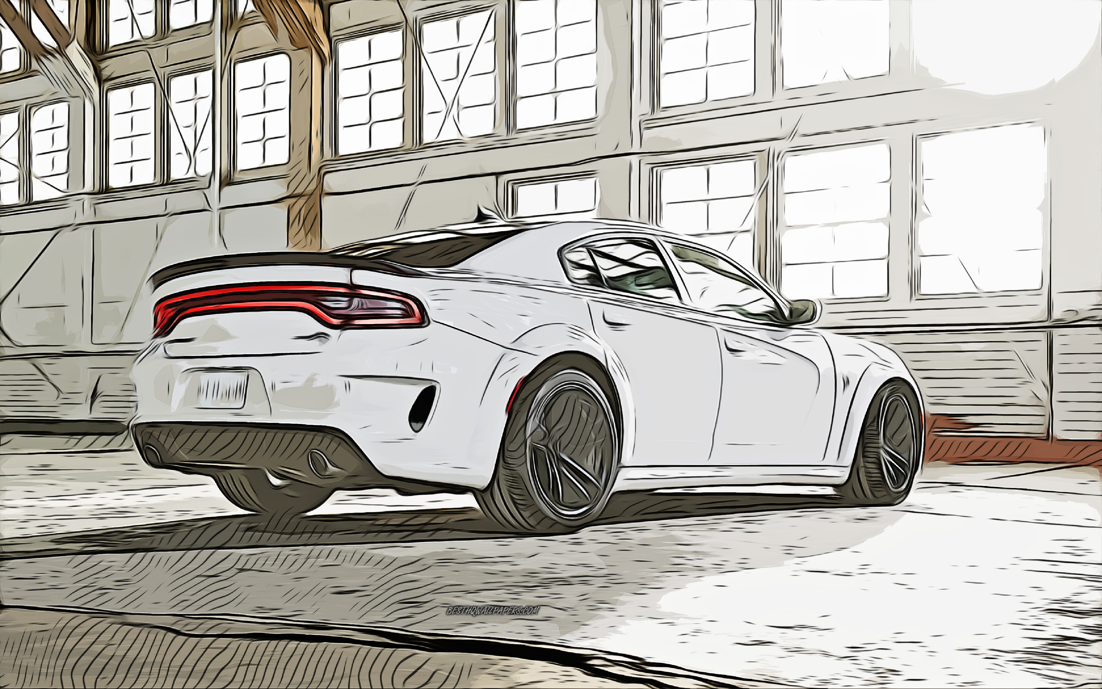 Download wallpapers Dodge Challenger SRT Hellcat, 4k, vector art, Dodge