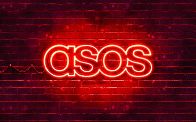 شعار asos الأحمر, 4k, جدار من الطوب الأحمر, شعار asos, العلامات التجاريه, شعار النيون asos, asos