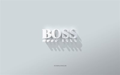 Hugo Boss logo, white background, Hugo Boss 3d logo, 3d art, Hugo Boss, 3d Hugo Boss emblem