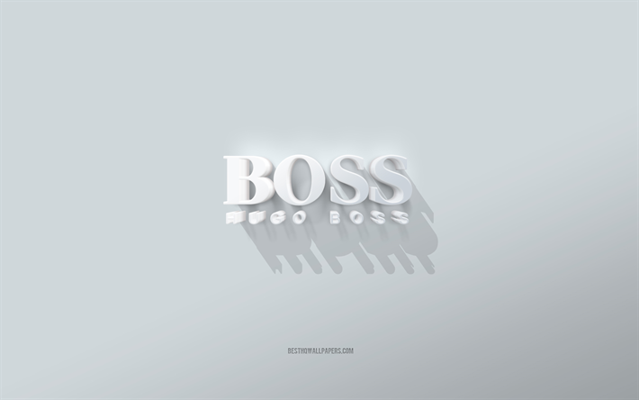 Hugo Boss logo, white background, Hugo Boss 3d logo, 3d art, Hugo Boss, 3d Hugo Boss emblem
