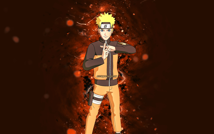 Uzumaki Naruto, 4k, orange neon lights, Fortnite Battle Royale, Fortnite characters, Uzumaki Naruto Skin, Fortnite, Uzumaki Naruto Fortnite