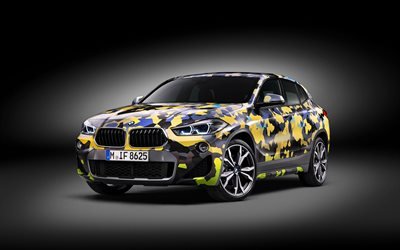4k, BMW X2 Digital Camo Concept, crossovers, 2018 carros, BMW X2, ajuste, carros alem&#227;es, BMW