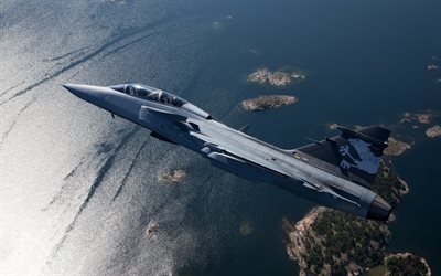 Saab JAS 39 Gripen, Swedish combat fighter, combat patrolling, Swedish Air Force, Gripen 39-7, military aircraft, Saab