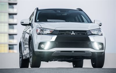 Mitsubishi Outlander Sport, 4k, road, 2018 cars, crossovers, white Outlander Sport, Mitsubishi