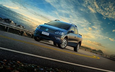 Volkswagen Saveiro, 4k, estrada, 2018 carros, captadores, VW Saveiro, Volkswagen