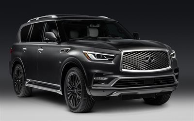 Infinity QX80, 2018, Limited, large luxury SUV, exterior, new gray QX80, Japanese cars, Infinity